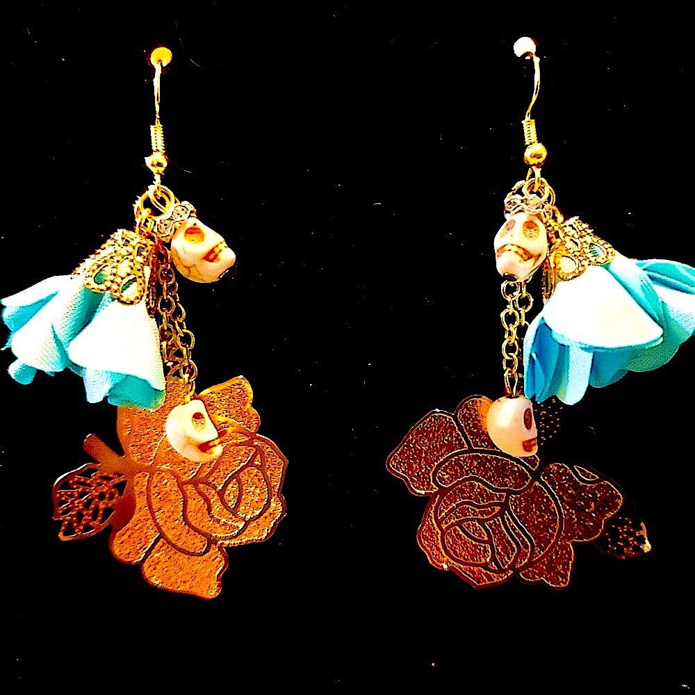 Frock 'n Roll Skull Frills Handcrafted Earrings